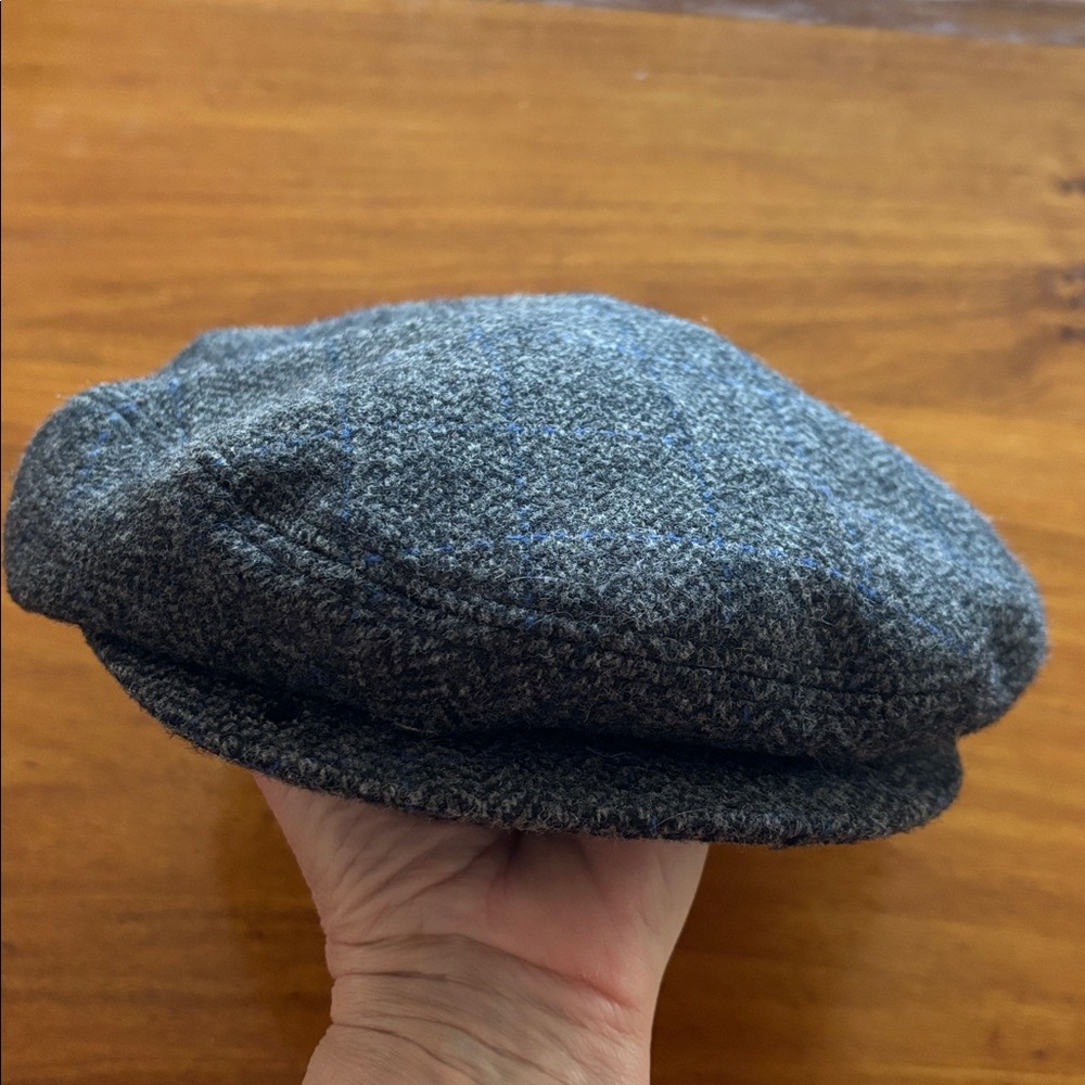 Vintage Grey/Blue Wool, Lined Beret/Cap